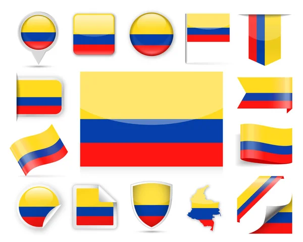 Colombia conjunto de vectores de bandera — Vector de stock