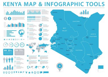 Kenya harita - bilgi grafik vektör çizim