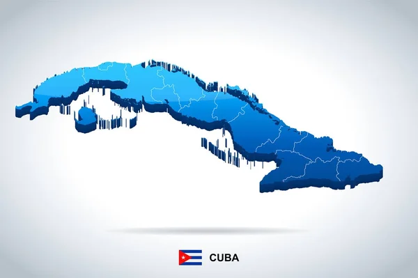 Cuba - Mapa y bandera - Ilustración vectorial detallada — Vector de stock