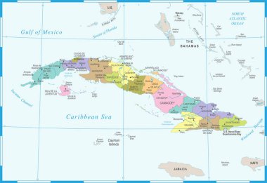 Küba Haritası - detaylı vektör çizim