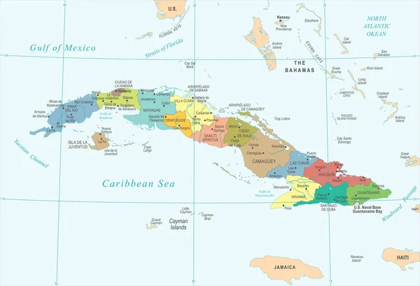 Küba Haritası - detaylı vektör çizim — Stok Vektör
