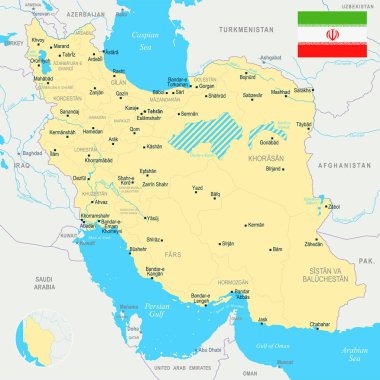 Iran Haritası - detaylı vektör çizim