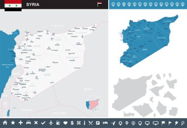 Suriye - Infographic harita - detaylı vektör çizim