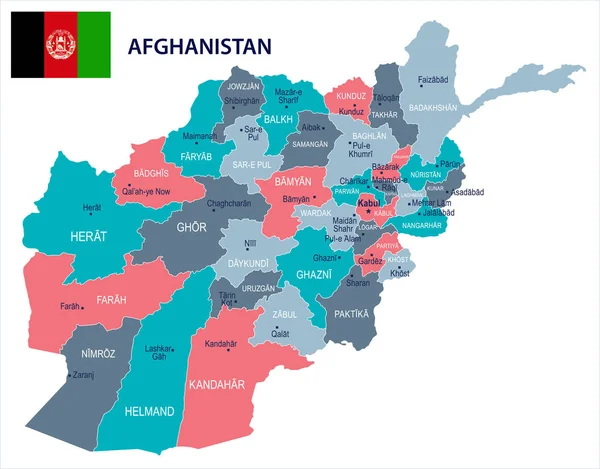 Afghanistan - Karte und Fahne - detaillierte Vektorillustration — Stockvektor
