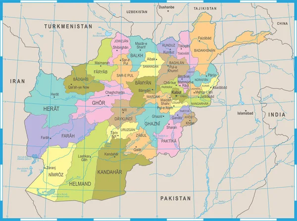 Afganisztán Térkép - részletes vektoros illusztráció — Stock Vector