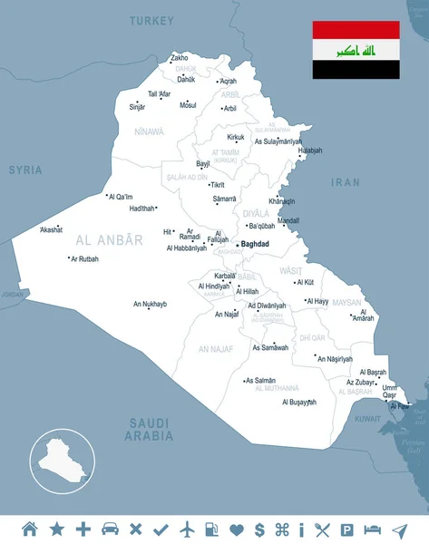 Iraq - mappa e bandiera Illustrazione dettagliata del vettore — Vettoriale Stock