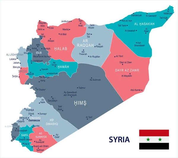 Siria - mappa e bandiera - Illustrazione vettoriale dettagliata — Vettoriale Stock