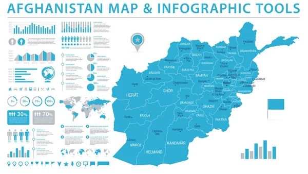 Afganistán Mapa - Info Gráfico Vector Ilustración — Vector de stock
