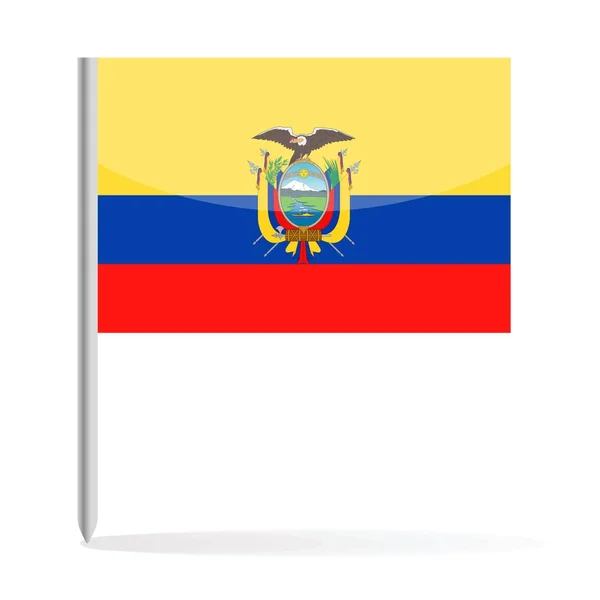 Equador Bandeira Pin Vector Icon —  Vetores de Stock