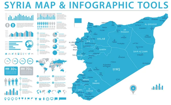 Syrienkarte - informationsgrafik vektorillustration — Stockvektor