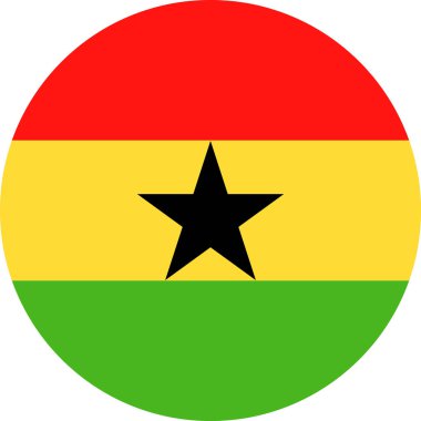 Gana bayrak vektör yuvarlak düz simgesi