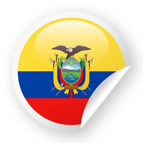 Ecuador-Flagge-Vektor Runde Ecke Papier Symbol — Stockvektor