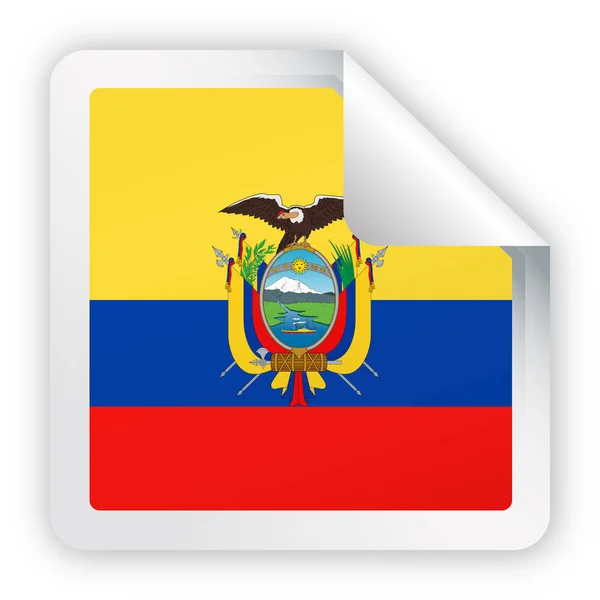 Bandera de Ecuador Vector Square Corner Paper Icon — Archivo Imágenes Vectoriales