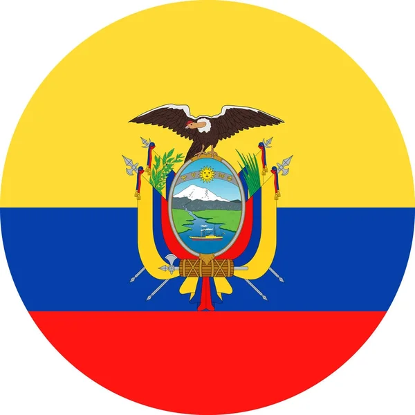 Ecuador Bandera Vector Redonda Icono plano — Archivo Imágenes Vectoriales