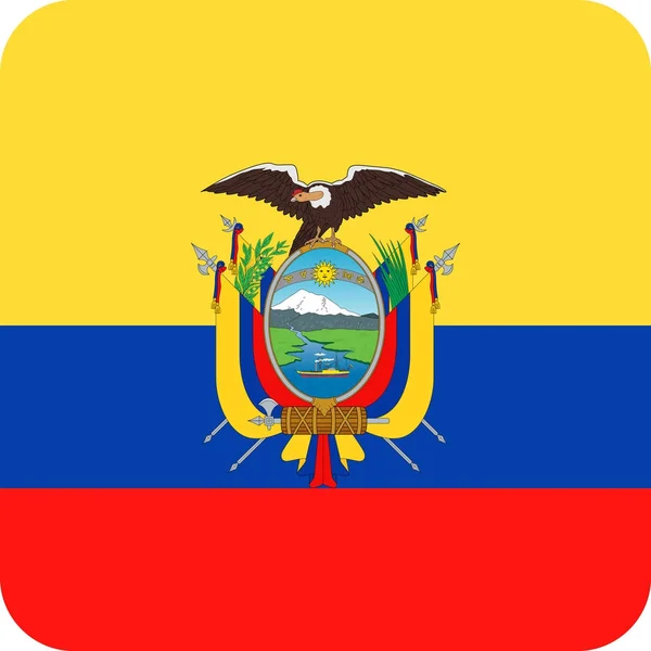 Ecuador Flaggenvektor Quadrat flaches Symbol — Stockvektor