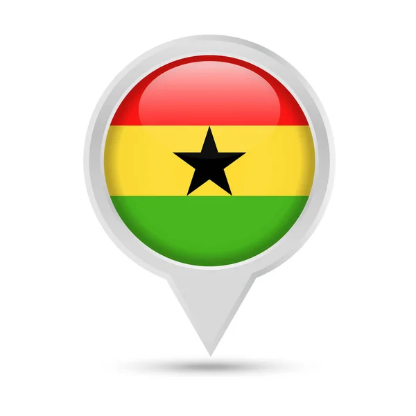 Vlajka Ghany kulaté Pin vektorové ikony — Stockový vektor