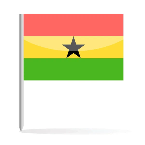 Ghana Flag Pin Vector Icon — Stock Vector