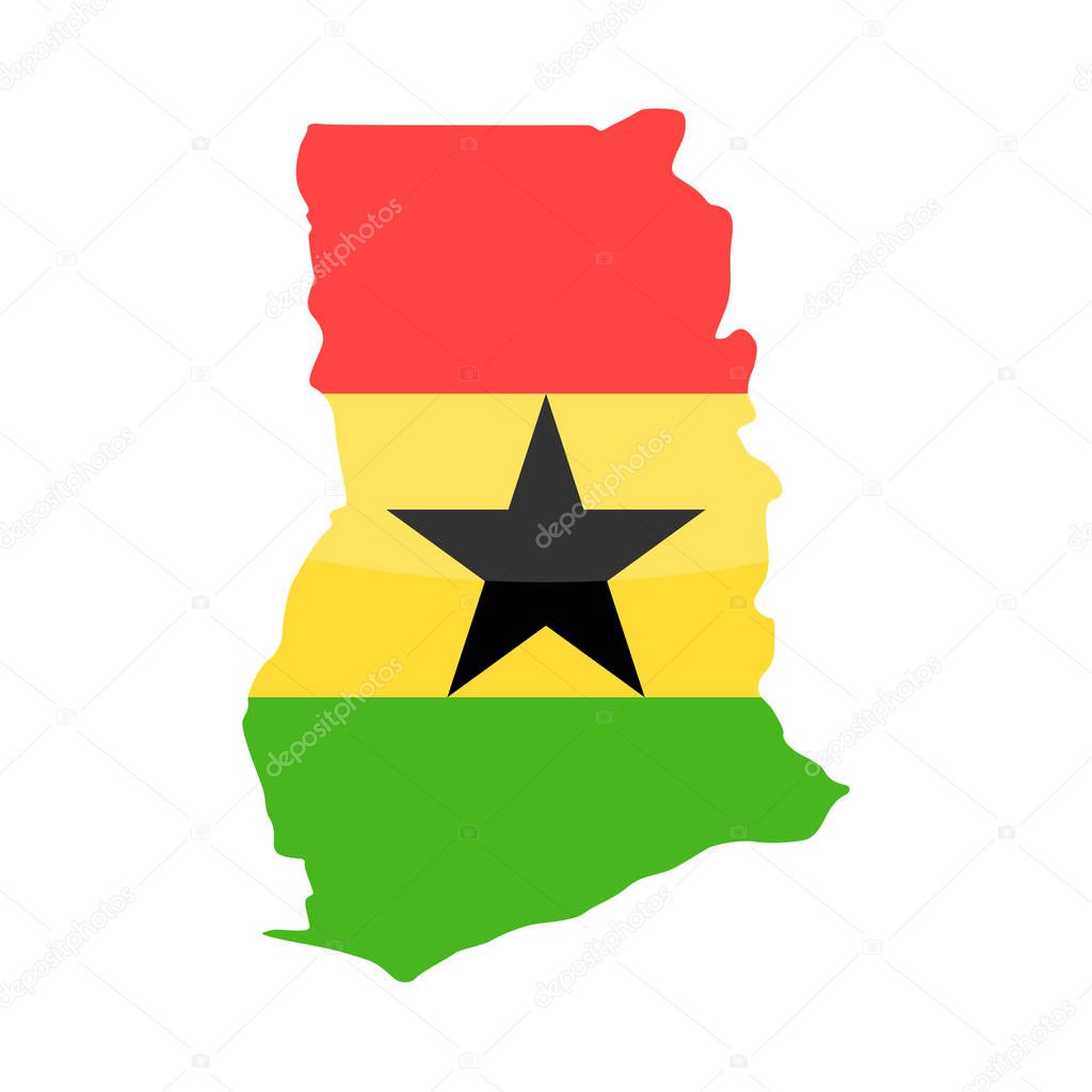 Ghana Flag Country Contour Vector Icon