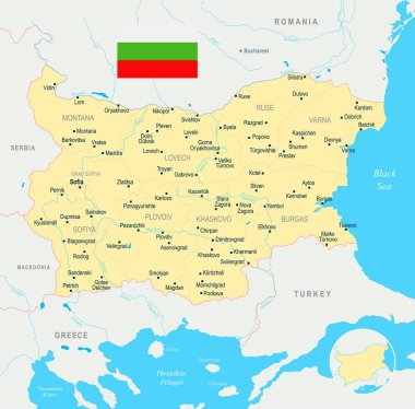 Bulgaristan Haritası - detaylı vektör çizim