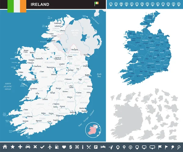 Irlanda - mappa infografica - Illustrazione vettoriale dettagliata — Vettoriale Stock
