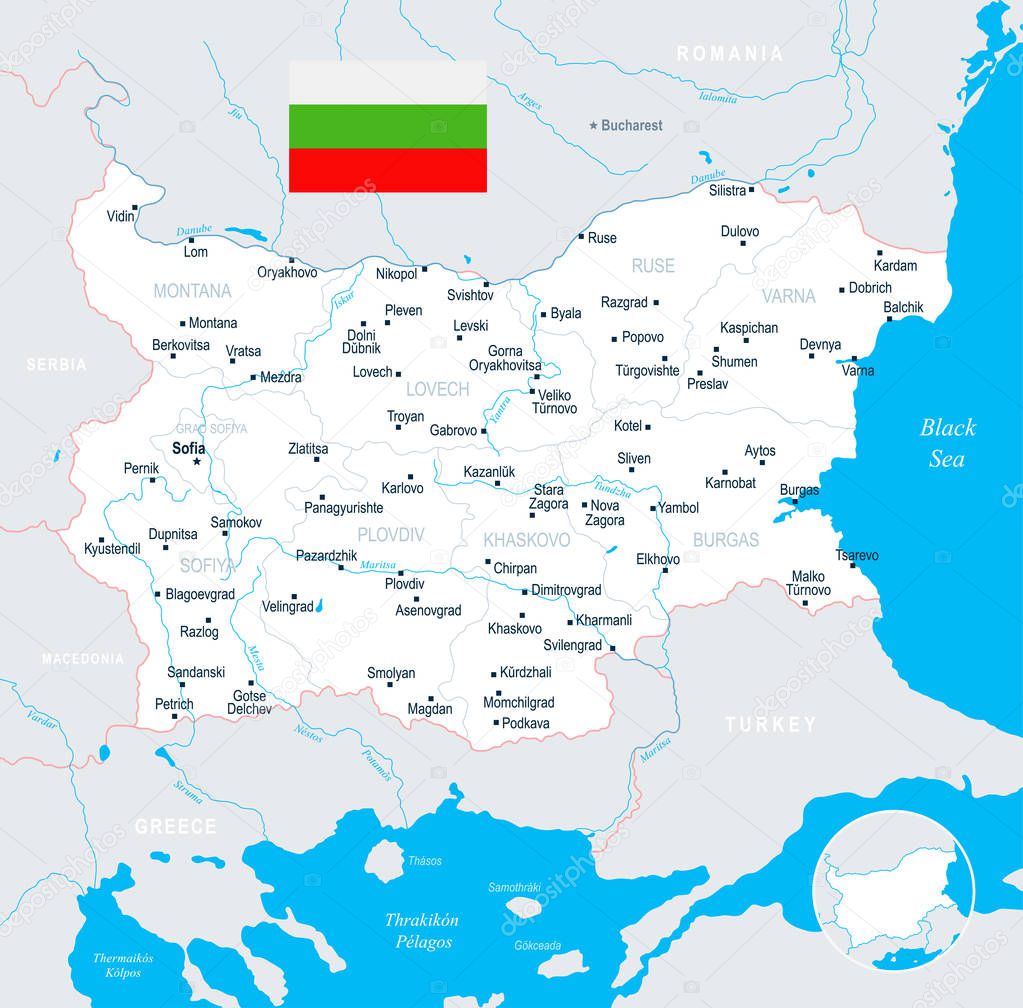 Bulgaria Map - detailed vector illustration