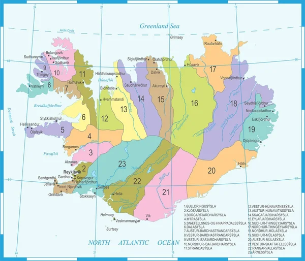 Mapa de Islandia - Ilustración vectorial detallada — Archivo Imágenes Vectoriales