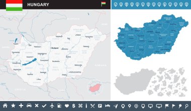 Macaristan - Infographic harita - detaylı vektör çizim