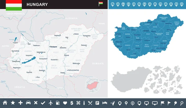 Hungary - infographic map - Detailed Vector Illustration