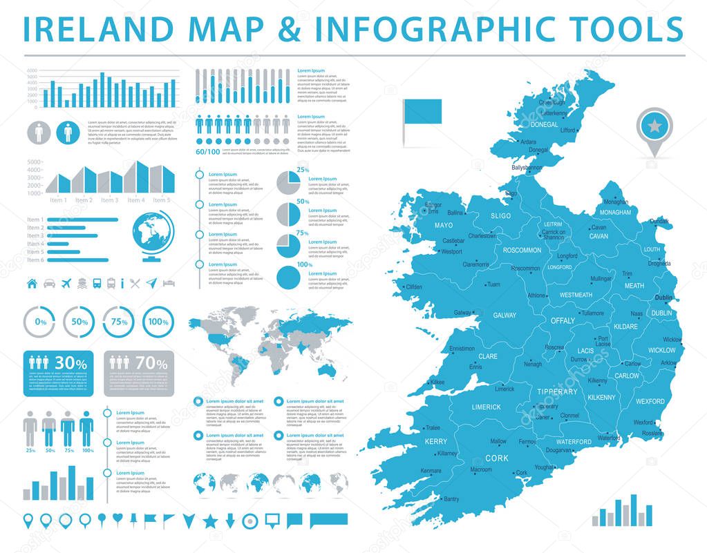 Ireland Map - Info Graphic Vector Illustration