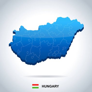 Macaristan - harita ve bayrak - detaylı vektör çizim