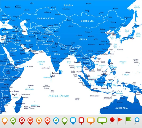 Güney Asya harita - vektör çizim — Stok Vektör