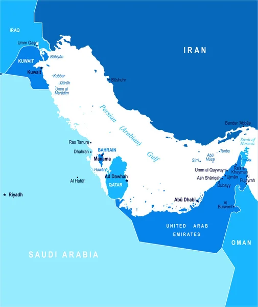 Карта Персидского залива - векторная иллюстрация — стоковый вектор