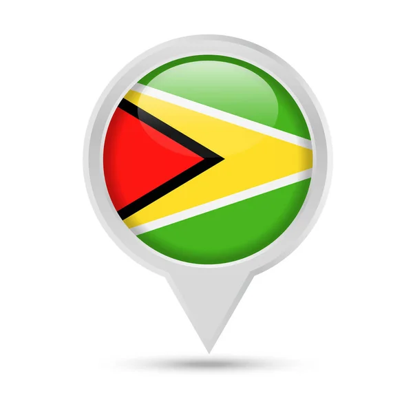 Bandeira da Guiana Ícone de vetor de pino redondo —  Vetores de Stock