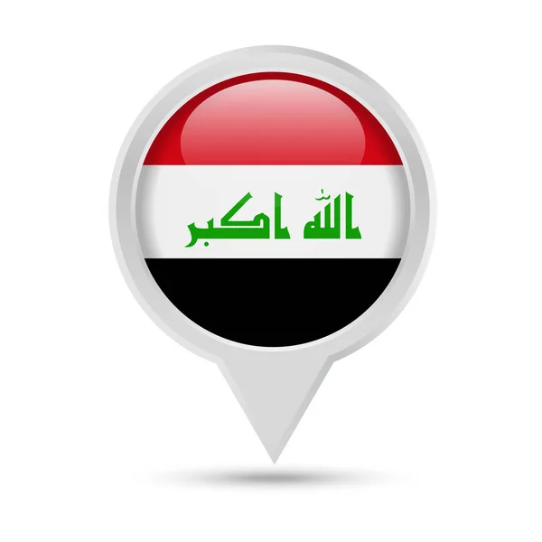 Flaga Iraku Okrągła ikona Pin wektor — Wektor stockowy