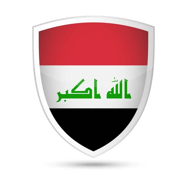 Icona dello scudo vettoriale della bandiera irachena — Vettoriale Stock