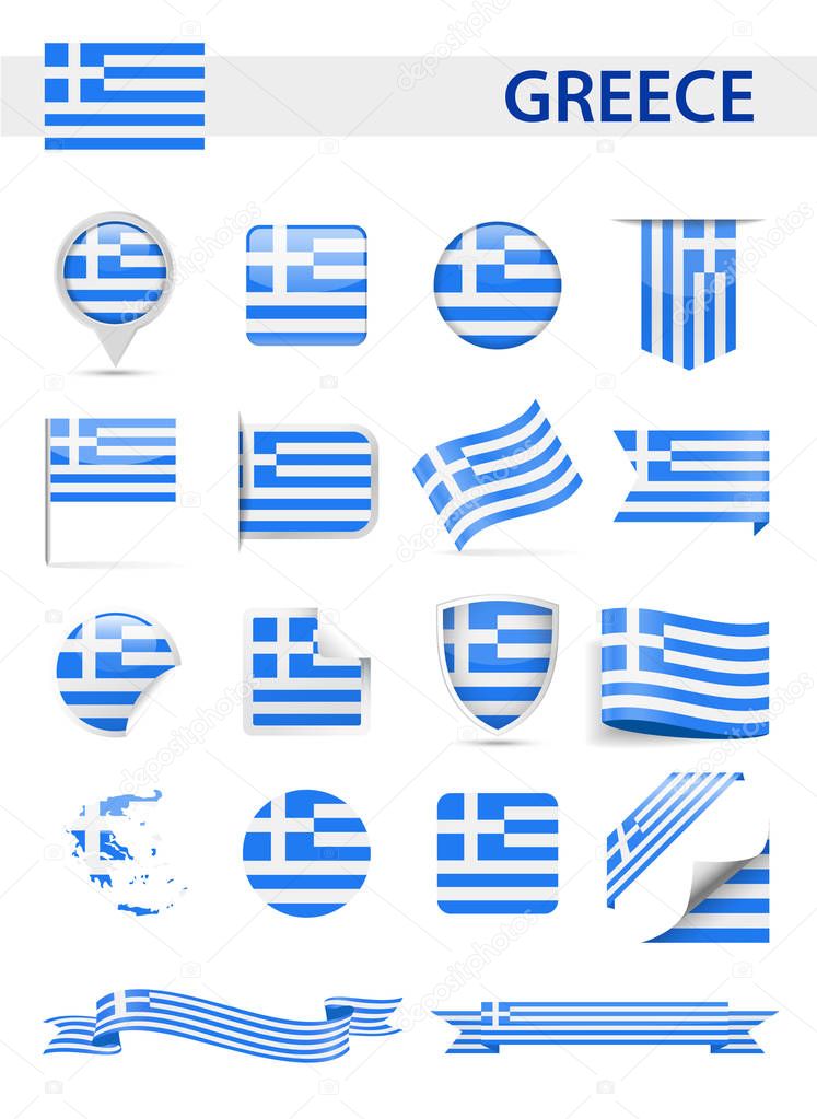 Greece Flag Vector Set