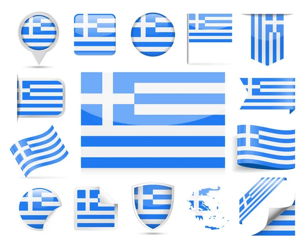 Grecia conjunto de vectores de bandera — Vector de stock
