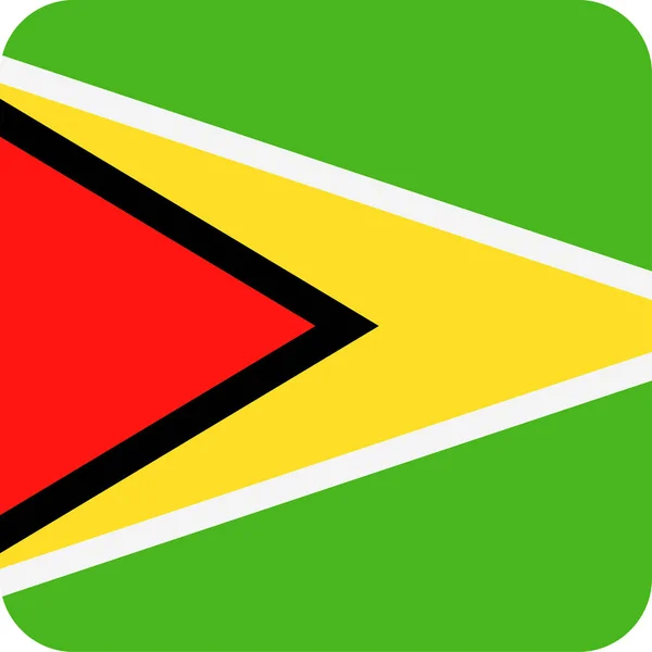 Guyana Flag Vector Square Flat Icon — Stock Vector