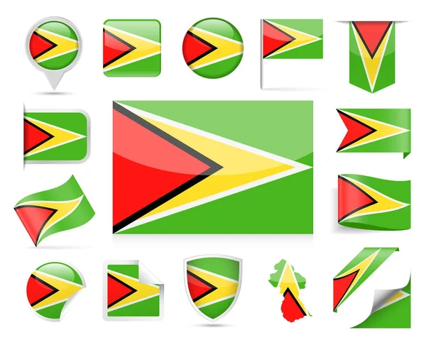 Guiana Bandeira Vector Set —  Vetores de Stock