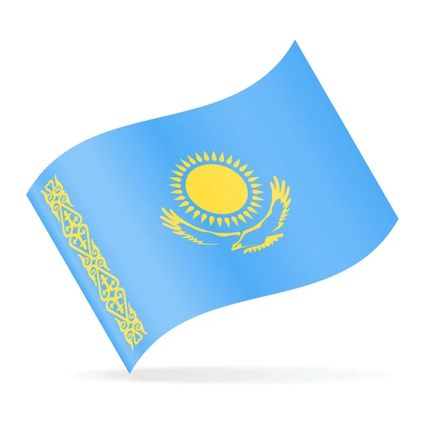 Icona sventolante vettoriale della bandiera kazaka — Vettoriale Stock