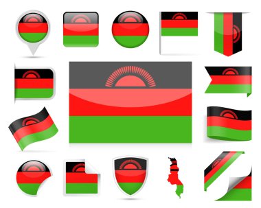Malavi bayrak vektör Set