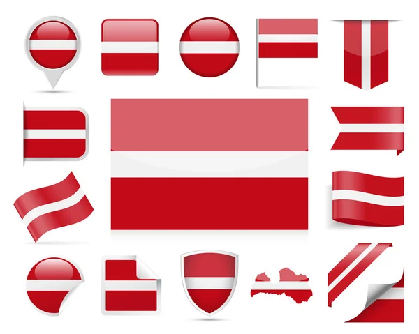 Lettland Flaggenvektorsatz — Stockvektor