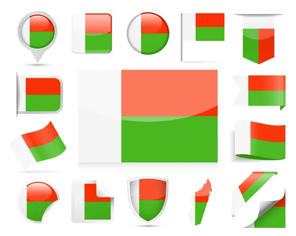 Madagascar conjunto de vectores de bandera — Archivo Imágenes Vectoriales