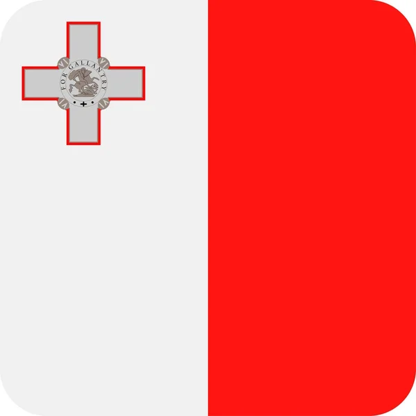 Máltai zászló vektoros tér lapos ikon — Stock Vector