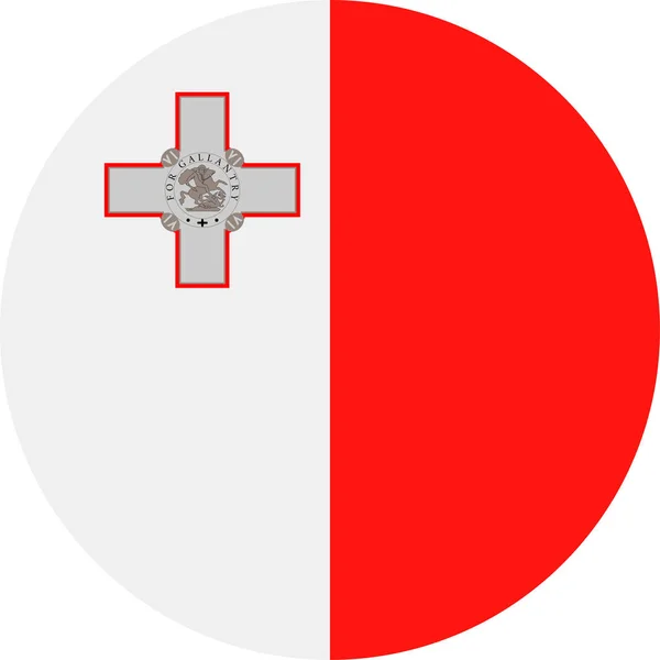Malta Bandeira Vector Round Flat Icon —  Vetores de Stock