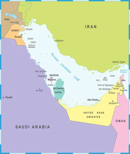 Karte des Persischen Golfs - Vektorillustration — Stockvektor