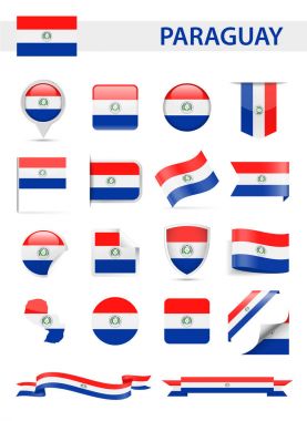 Paraguay bayrak vektör Set