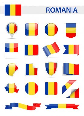Romanya bayrağı vektör Set