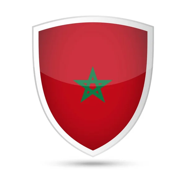 Icône du Bouclier vectoriel du drapeau du Maroc — Image vectorielle
