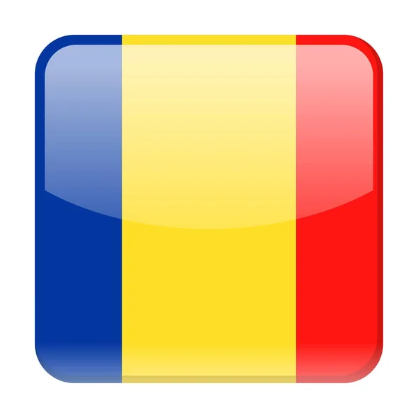 Icône carré de vecteur de drapeau de Roumanie — Image vectorielle